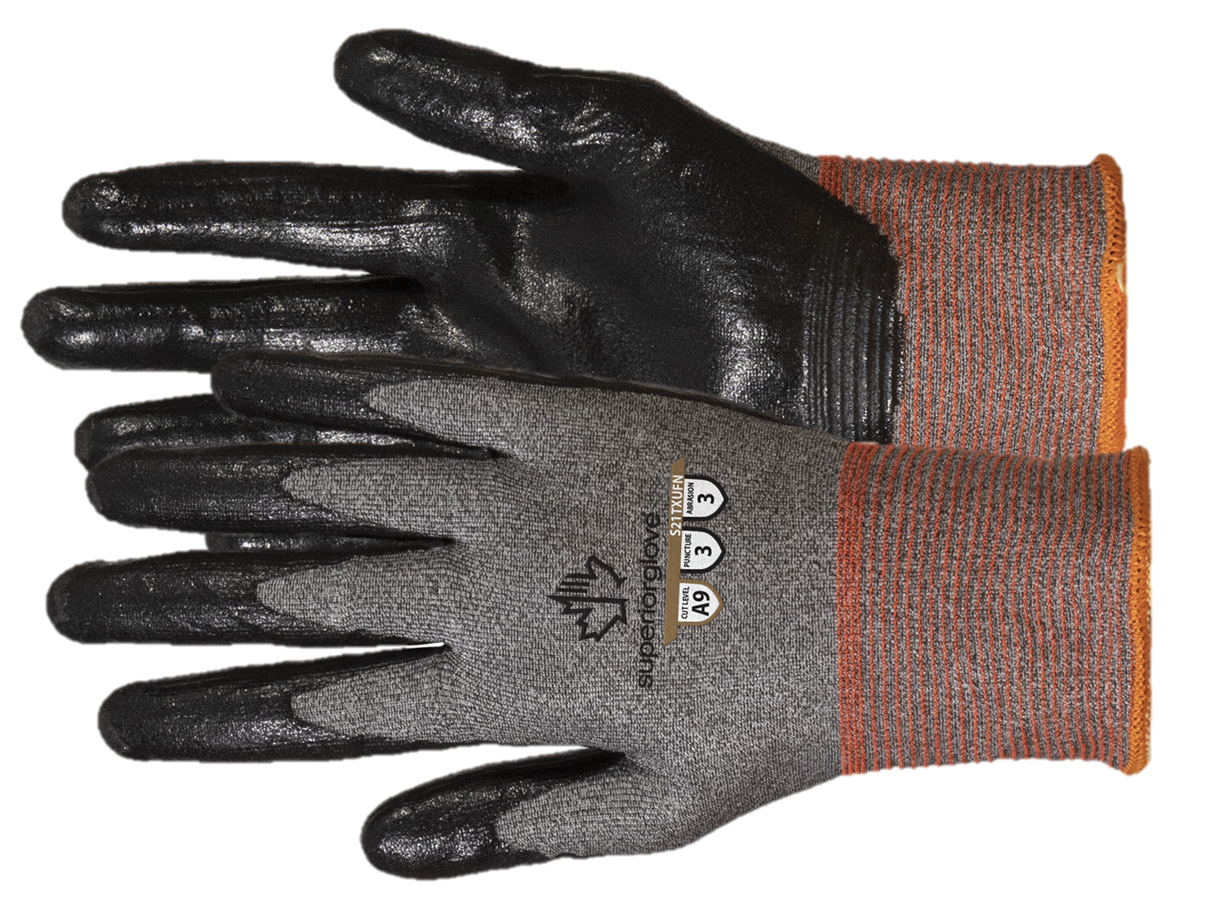 S21TXUFN -  Superior Glove® TenActiv™ 21-gauge Seamless Knit Nitrile Palm Coated Cut Level A9  Touchscreen Compatible Work Gloves